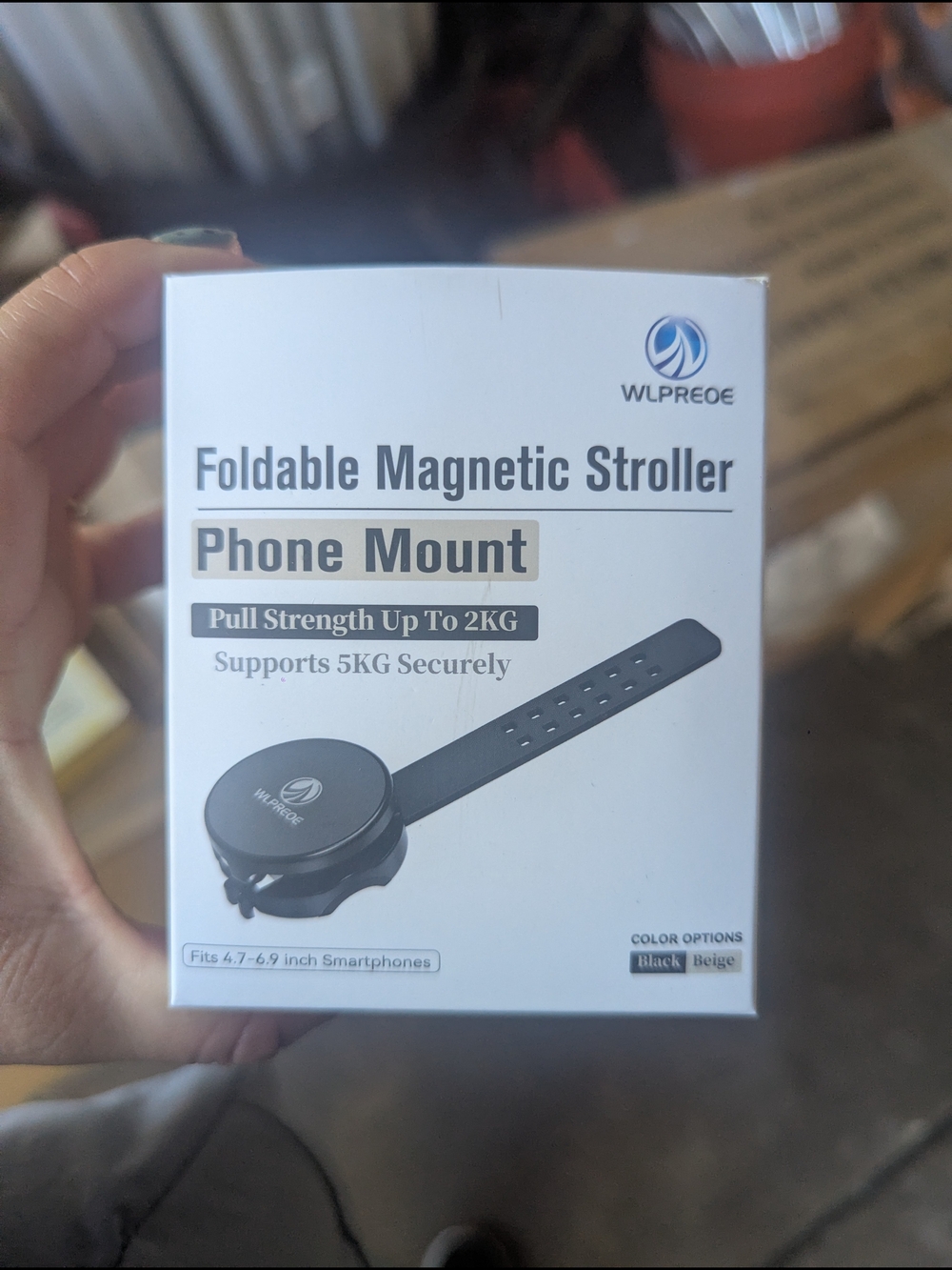 Foldable Magnetic Stroller Phone Mount - Black
